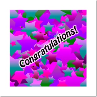 Congratulation Stars Purple Posters and Art